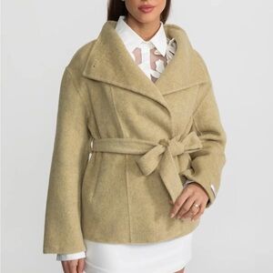 Sierra Darien Cirelle Wool Belted Mini Wrap Coat Small NEW